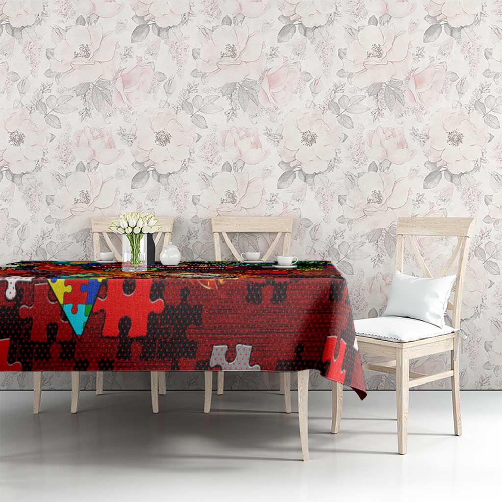 Dragons Autism Awareness Tablecloth Puzzle Flames Rugby Ball