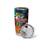 Dragons Autism Awareness Tumbler Cup Puzzle Flames Rugby Ball