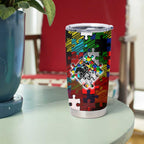Dragons Autism Awareness Tumbler Cup Puzzle Flames Rugby Ball