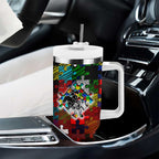 Dragons Autism Awareness Tumbler With Handle Puzzle Flames Rugby Ball