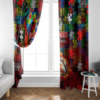 Dragons Autism Awareness Window Curtain Puzzle Flames Rugby Ball