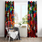 Dragons Autism Awareness Window Curtain Puzzle Flames Rugby Ball