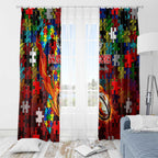 Dragons Autism Awareness Window Curtain Puzzle Flames Rugby Ball