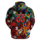 Dragons Autism Awareness Zip Hoodie Puzzle Flames Rugby Ball