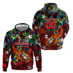 Dragons Autism Awareness Zip Hoodie Puzzle Flames Rugby Ball