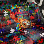 Roosters Autism Awareness Back Car Seat Cover Puzzle Flames Rugby Ball