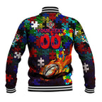 Roosters Autism Awareness Baseball Jacket Puzzle Flames Rugby Ball