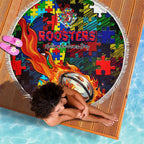 Roosters Autism Awareness Beach Blanket Puzzle Flames Rugby Ball