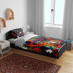 Roosters Autism Awareness Bedding Set Puzzle Flames Rugby Ball