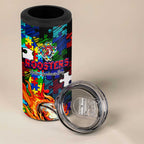 Roosters Autism Awareness 4 in 1 Can Cooler Tumbler Puzzle Flames Rugby Ball