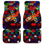Roosters Autism Awareness Car Mats Puzzle Flames Rugby Ball