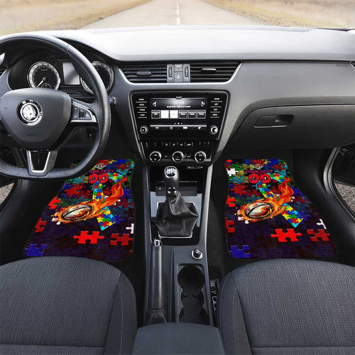 Roosters Autism Awareness Car Mats Puzzle Flames Rugby Ball