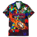 Roosters Autism Awareness Family Matching Mermaid Dress and Hawaiian Shirt Puzzle Flames Rugby Ball