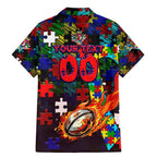 Roosters Autism Awareness Family Matching Mermaid Dress and Hawaiian Shirt Puzzle Flames Rugby Ball