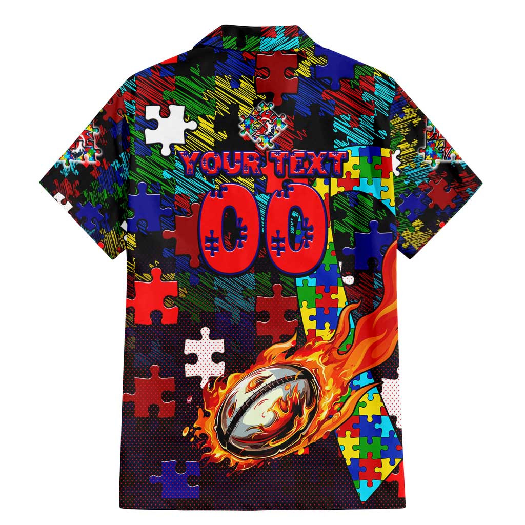 Roosters Autism Awareness Family Matching Mermaid Dress and Hawaiian Shirt Puzzle Flames Rugby Ball