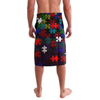 Roosters Autism Awareness Lavalava Puzzle Flames Rugby Ball