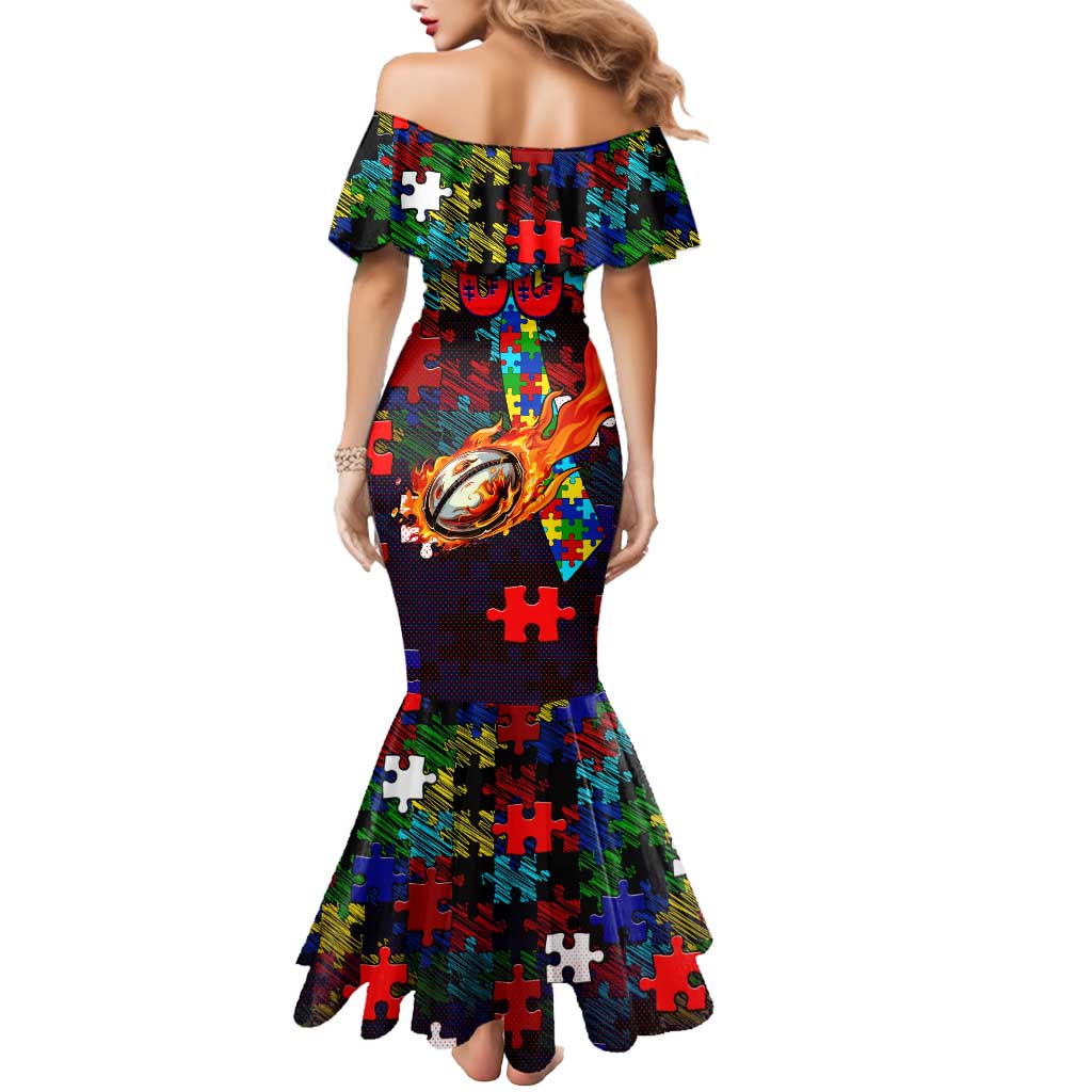 Roosters Autism Awareness Mermaid Dress Puzzle Flames Rugby Ball