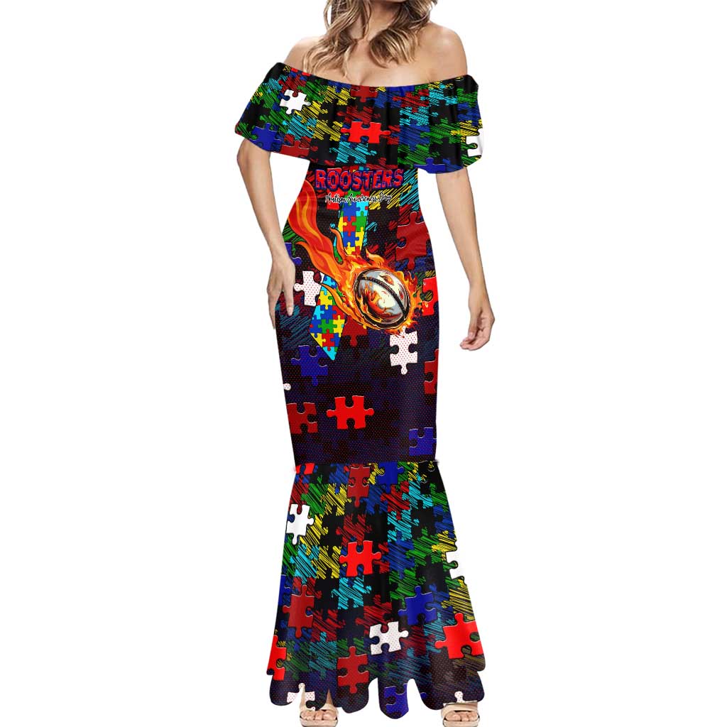 Roosters Autism Awareness Mermaid Dress Puzzle Flames Rugby Ball