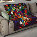 Roosters Autism Awareness Quilt Puzzle Flames Rugby Ball