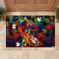 Roosters Autism Awareness Rubber Doormat Puzzle Flames Rugby Ball