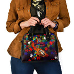 Roosters Autism Awareness Shoulder Handbag Puzzle Flames Rugby Ball
