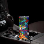 Roosters Autism Awareness Skinny Tumbler Puzzle Flames Rugby Ball