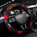 Roosters Autism Awareness Steering Wheel Cover Puzzle Flames Rugby Ball
