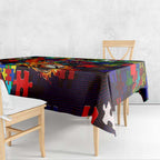 Roosters Autism Awareness Tablecloth Puzzle Flames Rugby Ball