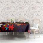 Roosters Autism Awareness Tablecloth Puzzle Flames Rugby Ball