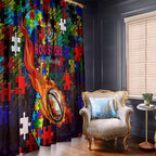 Roosters Autism Awareness Window Curtain Puzzle Flames Rugby Ball