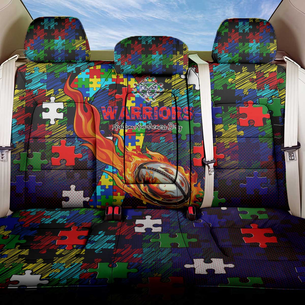 New Zealand Warriors Autism Awareness Back Car Seat Cover Puzzle Flames Rugby Ball