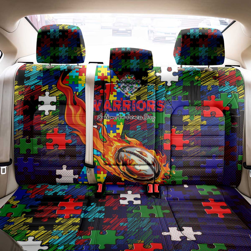 New Zealand Warriors Autism Awareness Back Car Seat Cover Puzzle Flames Rugby Ball