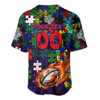 New Zealand Warriors Autism Awareness Baseball Jersey Puzzle Flames Rugby Ball