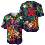 New Zealand Warriors Autism Awareness Baseball Jersey Puzzle Flames Rugby Ball