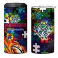 New Zealand Warriors Autism Awareness 4 in 1 Can Cooler Tumbler Puzzle Flames Rugby Ball