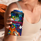 New Zealand Warriors Autism Awareness 4 in 1 Can Cooler Tumbler Puzzle Flames Rugby Ball
