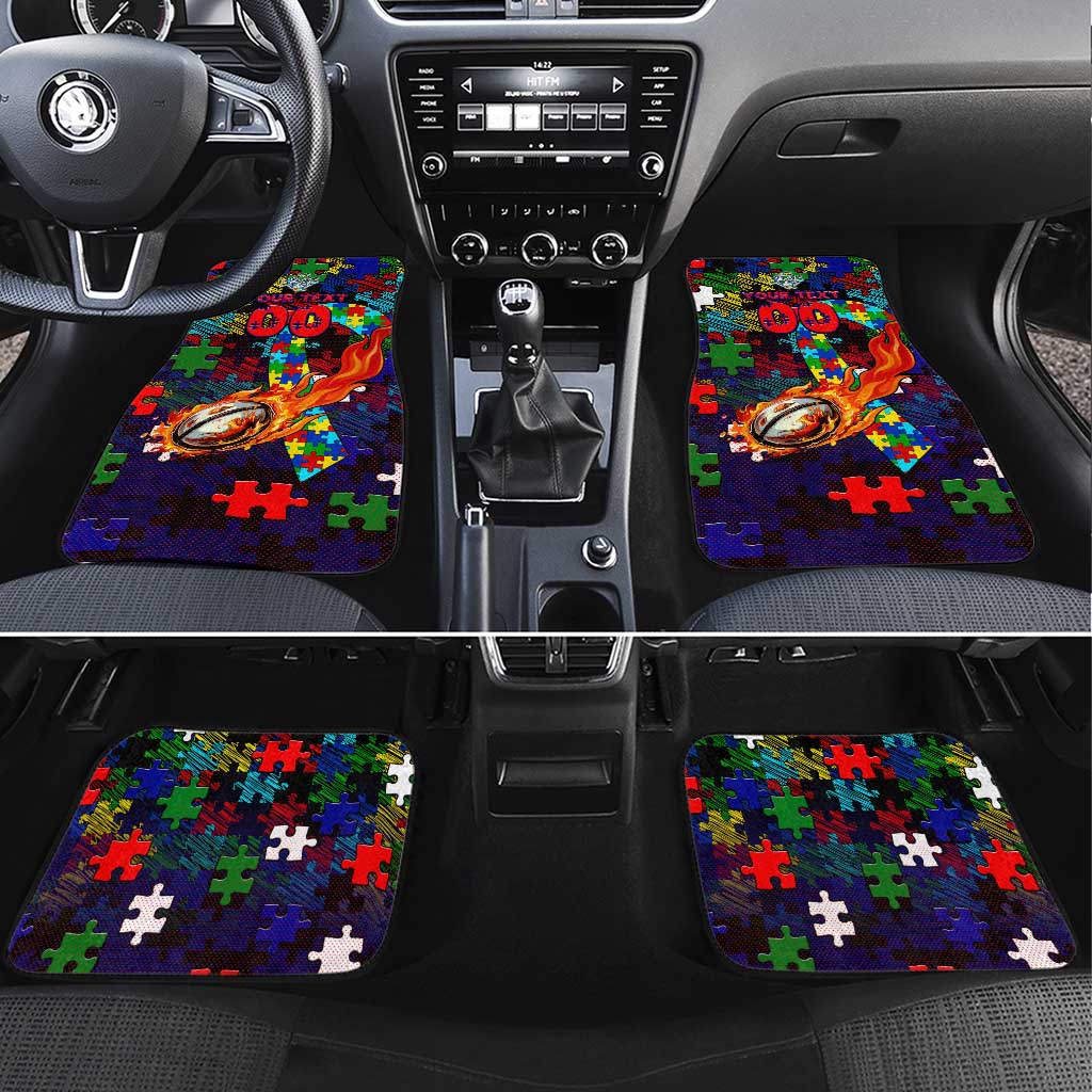 New Zealand Warriors Autism Awareness Car Mats Puzzle Flames Rugby Ball