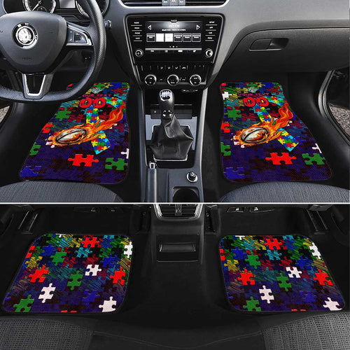 New Zealand Warriors Autism Awareness Car Mats Puzzle Flames Rugby Ball