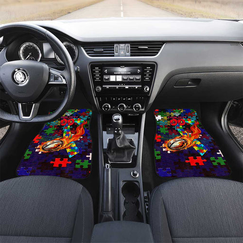New Zealand Warriors Autism Awareness Car Mats Puzzle Flames Rugby Ball
