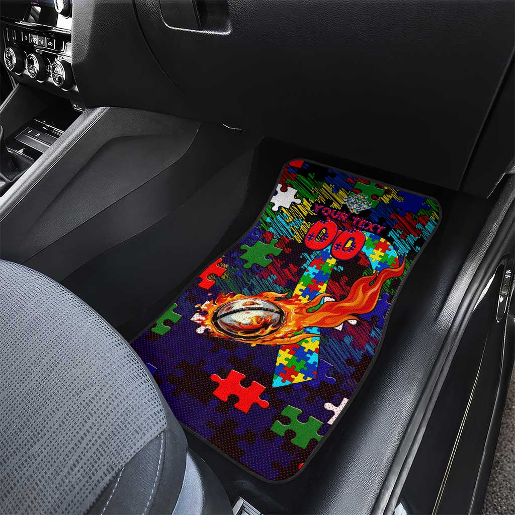 New Zealand Warriors Autism Awareness Car Mats Puzzle Flames Rugby Ball