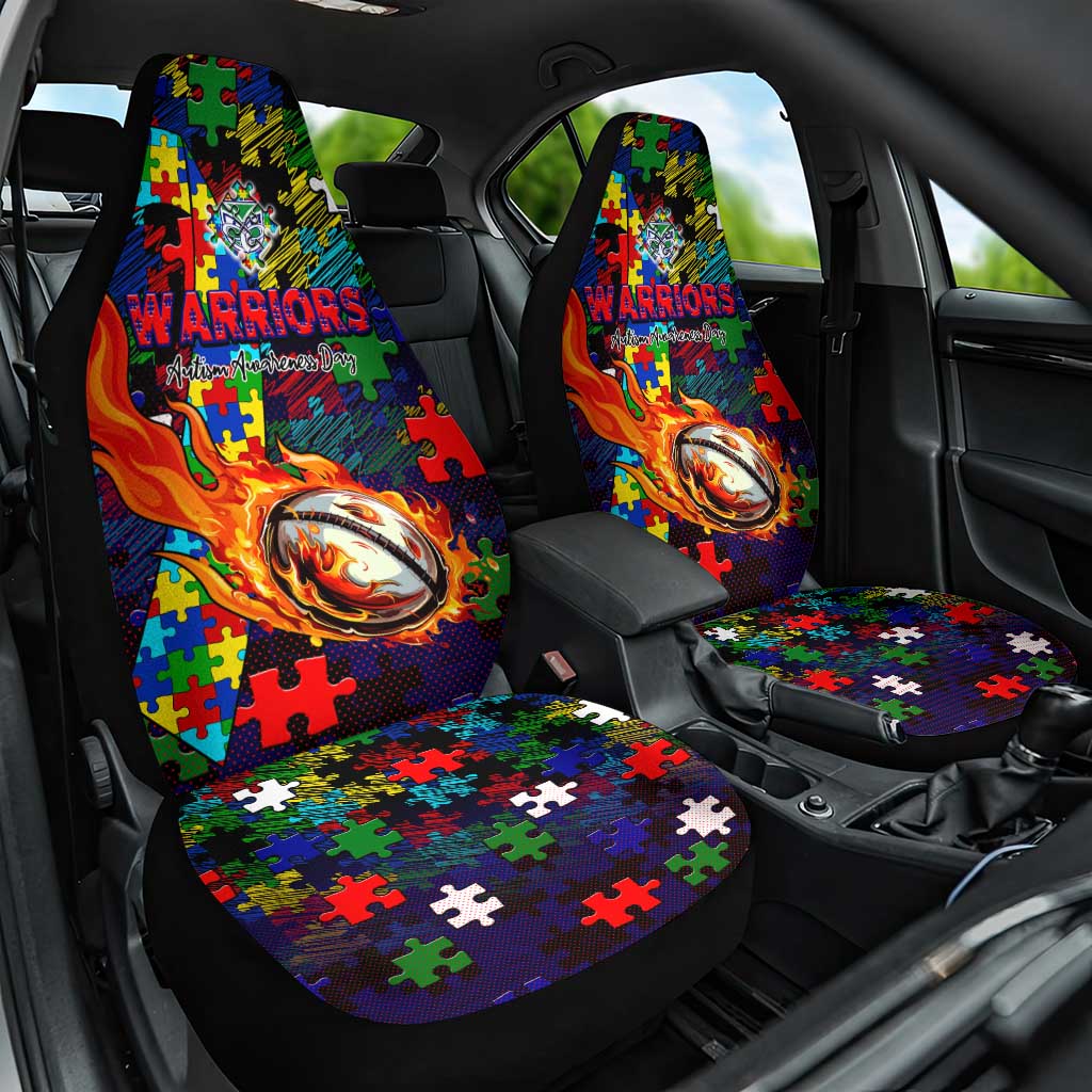 New Zealand Warriors Autism Awareness Car Seat Cover Puzzle Flames Rugby Ball