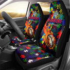 New Zealand Warriors Autism Awareness Car Seat Cover Puzzle Flames Rugby Ball