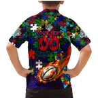 New Zealand Warriors Autism Awareness Family Matching Mermaid Dress and Hawaiian Shirt Puzzle Flames Rugby Ball