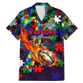 New Zealand Warriors Autism Awareness Family Matching Mermaid Dress and Hawaiian Shirt Puzzle Flames Rugby Ball