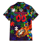 New Zealand Warriors Autism Awareness Family Matching Mermaid Dress and Hawaiian Shirt Puzzle Flames Rugby Ball
