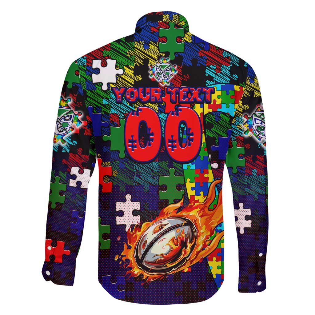 New Zealand Warriors Autism Awareness Family Matching Mermaid Dress and Hawaiian Shirt Puzzle Flames Rugby Ball