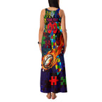 New Zealand Warriors Autism Awareness Family Matching Tank Maxi Dress and Hawaiian Shirt Puzzle Flames Rugby Ball