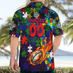 New Zealand Warriors Autism Awareness Hawaiian Shirt Puzzle Flames Rugby Ball