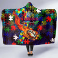 New Zealand Warriors Autism Awareness Hooded Blanket Puzzle Flames Rugby Ball