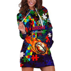 New Zealand Warriors Autism Awareness Hoodie Dress Puzzle Flames Rugby Ball